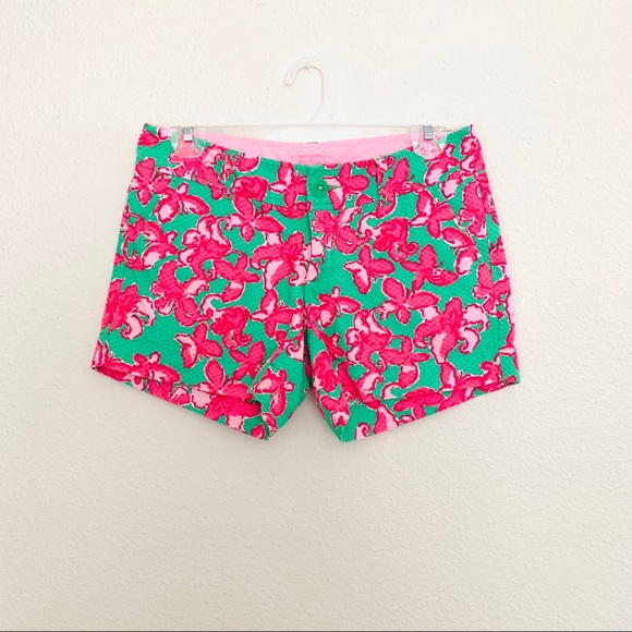 Lily Pulitzer • green pink floral shorts• size 00 - Picture 1 of 8